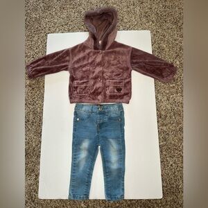 Juicy Couture Velour Hoodie + 7‎ For All Mankind Jeans Set 12M